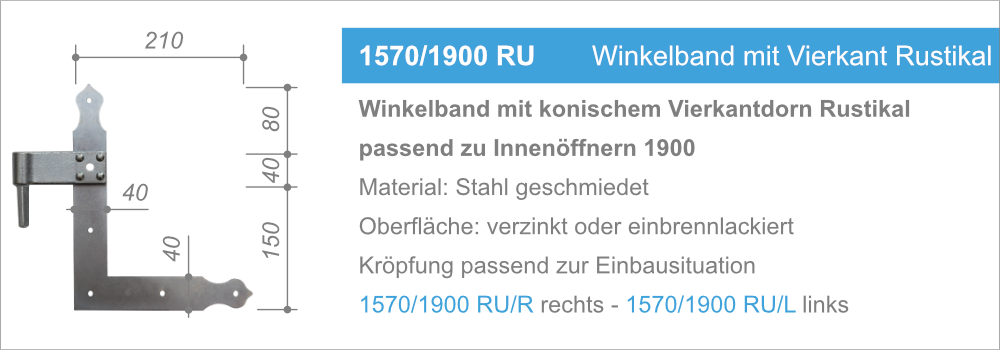 1570/1900 RU Winkelband mit Vierkant Rustikal